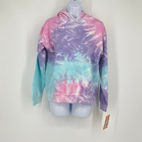 John Lauren Girls Tie Dye Hoodie in Pink/Multi Size Medium - Picture 2 of 12